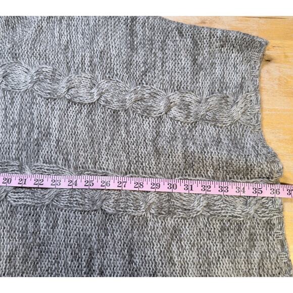 Garage Knit Poncho Hoodie Fringe XS S Oversized Tan Heather Boho Cottage Cosplay - Picture 5 of 7